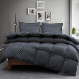 LUOSIFEN Goose Down Comforter Cool Duvet Inserts Queen Size Lightweight for All Seasons Grey(90x90)