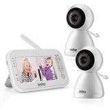 Video Baby Monitor with 2 Cameras 4.3 Inches LCD Split Screen 1440mAh Rechargeable Battery 2-Way Audio Baby Crying Detection Night Vision Temperature Detection