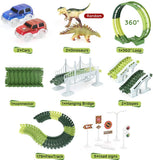 Dinosaur Toys 222pcs Race Track Toy Set - Create A Dinosaur World Road Race, Flexible Track Playset