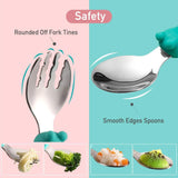 EasYeah 2PCS Utensils, Baby Training Fork and Spoon Set, Kids Stainless Steel Utensil Set, Snail Model Spoon Fork Children Self-Feeding Utensil