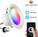 Smart Recessed Downlight Bluetooth RGBWW Can Lights Music Sync
