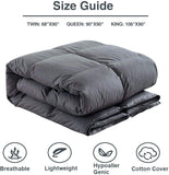 LUOSIFEN Goose Down Comforter Cool Duvet Inserts Queen Size Lightweight for All Seasons Grey(90x90)
