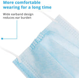 Face Mask, Clinivex 3-Ply Disposable Face Masks, Box of 50Pcs, Lightweight Dust Protective Face Masks with Nose Clip and Elastic Ear Loops