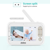 Video Baby Monitor with 2 Cameras 4.3 Inches LCD Split Screen 1440mAh Rechargeable Battery 2-Way Audio Baby Crying Detection Night Vision Temperature Detection
