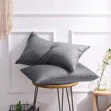 WARFFET Goose Feather Pillows for Sleeping 2 Pack 100% Cotton Mixed with Microfiber Grey Queen 20x28inches