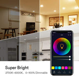 Smart Recessed Downlight Bluetooth RGBWW Can Lights Music Sync