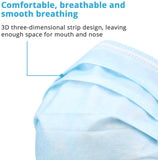 Face Mask, Clinivex 3-Ply Disposable Face Masks, Box of 50Pcs, Lightweight Dust Protective Face Masks with Nose Clip and Elastic Ear Loops