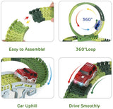 Dinosaur Toys 222pcs Race Track Toy Set - Create A Dinosaur World Road Race, Flexible Track Playset