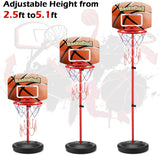Toddler Basketball Hoop with 3 Balls - Adjustable Height 2.5 ft -5.1 ft