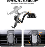 RTAKO Car Phone Holder Mount 360 Degree Rotation Cell Phone Holder for Car Dashboard/Windshield/Air Vent/Desk