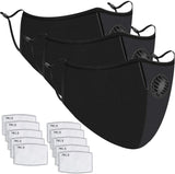 DR.MOXA Face Mouth Cover with Breathing Valve with Activated Carbon Filter Replaceable Haze Dust Face Protection (3 Mask+10 Filters)