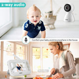 Video Baby Monitor with 2 Cameras 4.3 Inches LCD Split Screen 1440mAh Rechargeable Battery 2-Way Audio Baby Crying Detection Night Vision Temperature Detection
