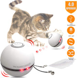 HESTIA Interactive Cat Toy Ball, USB Rechargeable Motion Ball, 360 Degree Self Rotating Ball with Red LED Light, for Kitty’s Indoor Play and Exercise