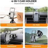 RTAKO Car Phone Holder Mount 360 Degree Rotation Cell Phone Holder for Car Dashboard/Windshield/Air Vent/Desk