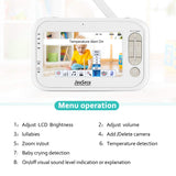 Video Baby Monitor with 2 Cameras 4.3 Inches LCD Split Screen 1440mAh Rechargeable Battery 2-Way Audio Baby Crying Detection Night Vision Temperature Detection