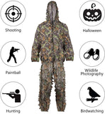 SMZCTYI Ghillie Suit 3D Leafy Woodland Camouflage Clothing, Lightweight Breathable Hooded Apparel for Jungle Hunting, Shooting, Airsoft, Hallowee