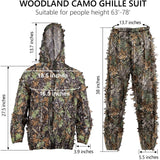 SMZCTYI Ghillie Suit 3D Leafy Woodland Camouflage Clothing, Lightweight Breathable Hooded Apparel for Jungle Hunting, Shooting, Airsoft, Hallowee