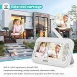 Video Baby Monitor with 2 Cameras 4.3 Inches LCD Split Screen 1440mAh Rechargeable Battery 2-Way Audio Baby Crying Detection Night Vision Temperature Detection