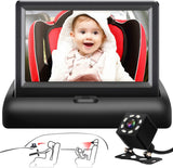 Shynerk Baby Car Mirror, 4.3'' HD Night Vision Function Car Mirror Display, Safety Car Seat Mirror Camera