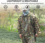 SMZCTYI Ghillie Suit 3D Leafy Woodland Camouflage Clothing, Lightweight Breathable Hooded Apparel for Jungle Hunting, Shooting, Airsoft, Hallowee