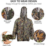 SMZCTYI Ghillie Suit 3D Leafy Woodland Camouflage Clothing, Lightweight Breathable Hooded Apparel for Jungle Hunting, Shooting, Airsoft, Hallowee